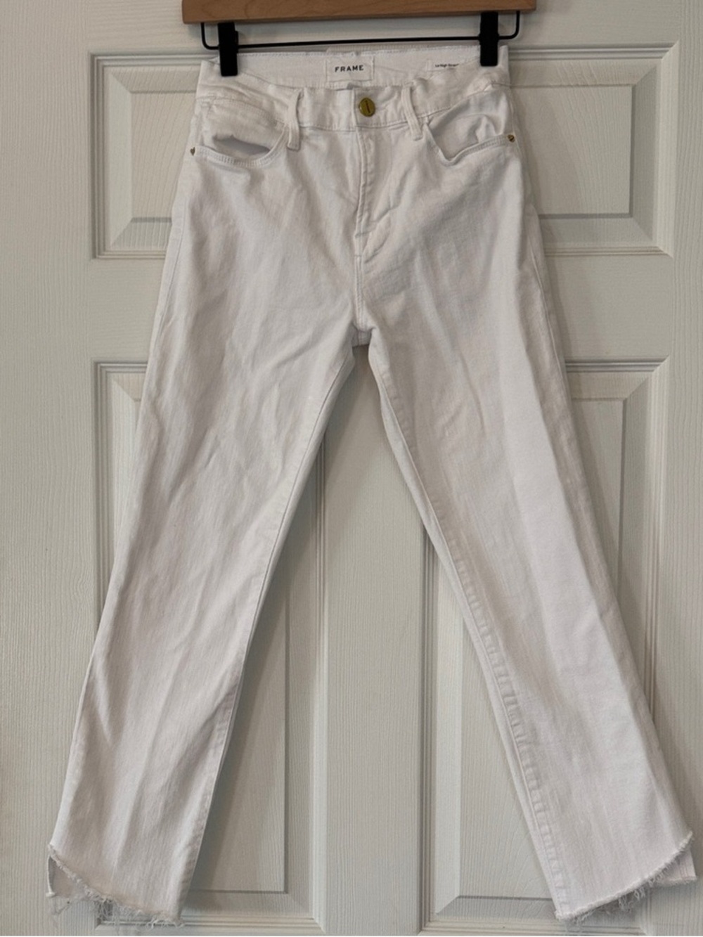 Frame Denim White Straight-Leg Jeans
